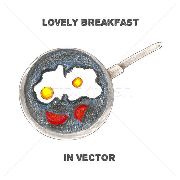 breakfast by color pencils Stock photo © barsrsind