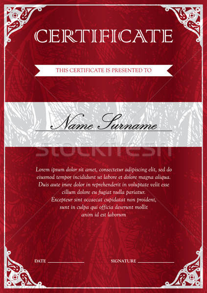Certificato diploma modello verticale rosso vintage Foto d'archivio © barsrsind