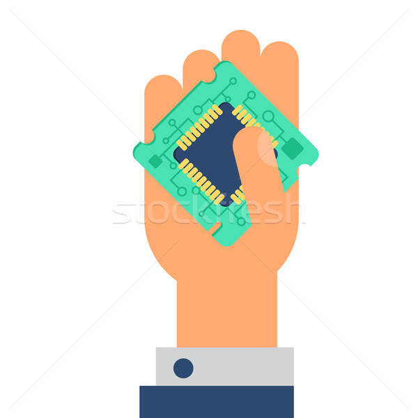 Computer Prozessor Chip Hand Symbol Programmierer Stock foto © barsrsind