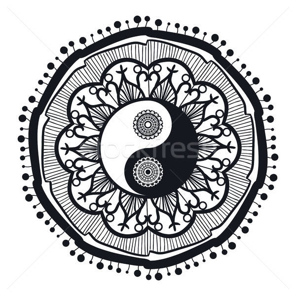 Vintage yin yang mandala symbol wydruku tatuaż Zdjęcia stock © barsrsind