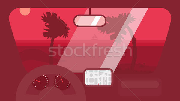 Lata podróży samochodu Hello dłoni plaży Zdjęcia stock © barsrsind