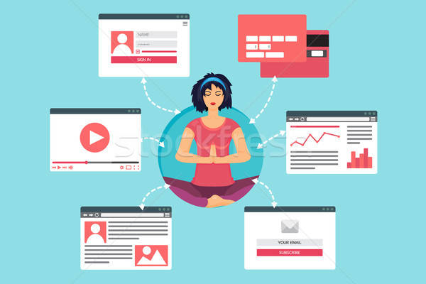 Web réseau vie femme méditation [[stock_photo]] © barsrsind