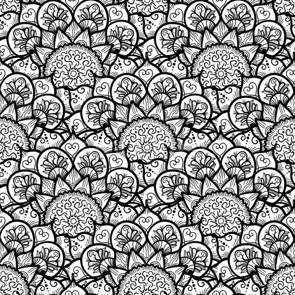 Mandala dessinés à la main blanc noir arabe indian [[stock_photo]] © barsrsind