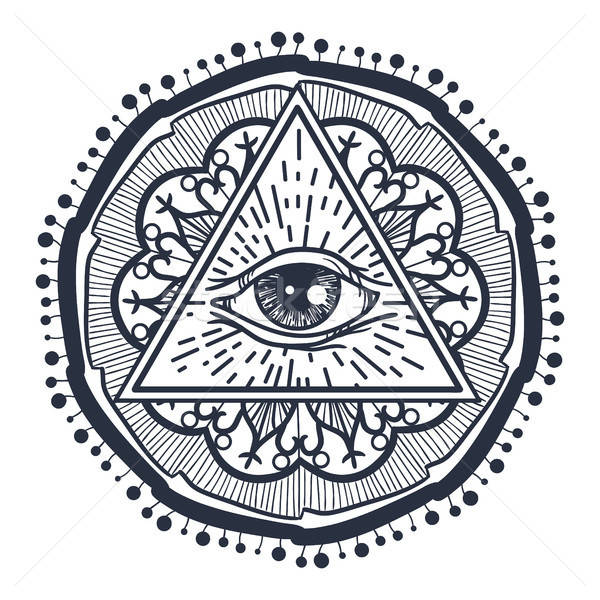 Ochi triunghi epocă mandala magic Imagine de stoc © barsrsind
