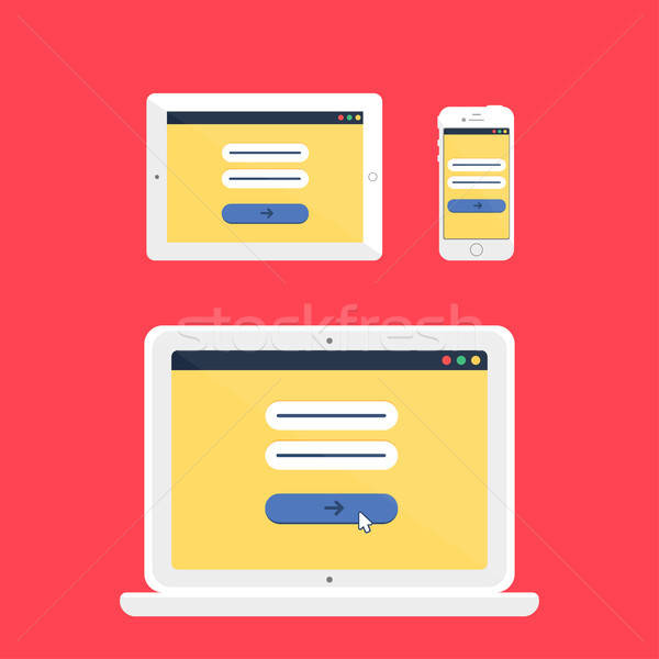 Web Template of Adaptive Online Login Form Stock photo © barsrsind