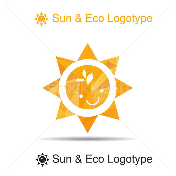 Bio logo, smile and leaves in the sun Stock photo © barsrsind