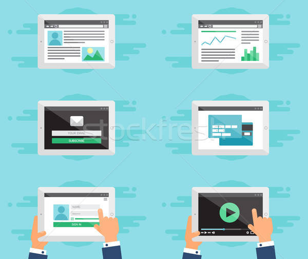 Háló sablon űrlap tabletta helyszín email Stock fotó © barsrsind