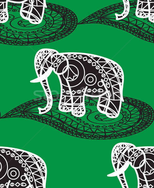 Végtelenített indiai minta ázsiai dísz elefánt Stock fotó © barsrsind