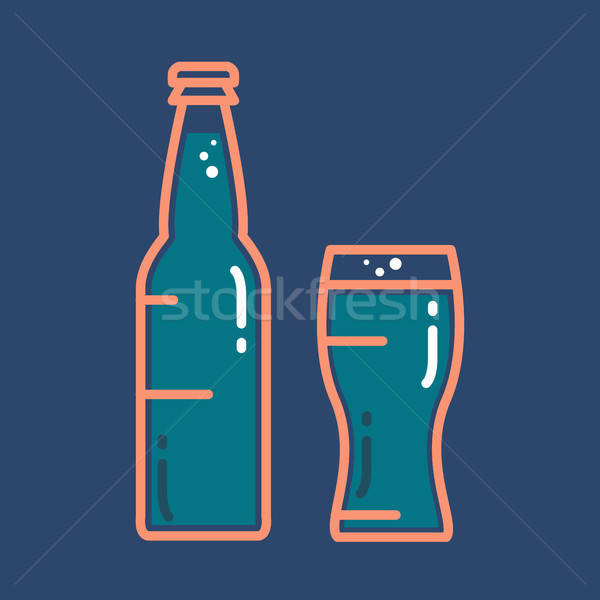 Cocktail, cold beer or juice bottle with glass Stock photo © barsrsind