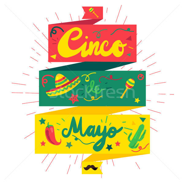 Festival sticker chili cactus snor Stockfoto © barsrsind