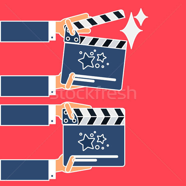 Flat movie clapperboard Stock photo © barsrsind