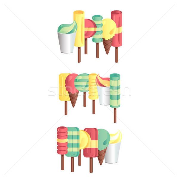 Vector set of ice-creams Stock photo © barsrsind