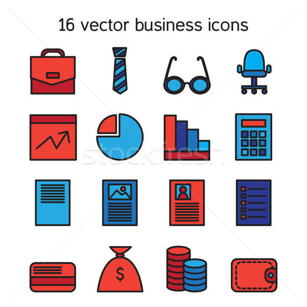 Business icons set Stock photo © barsrsind