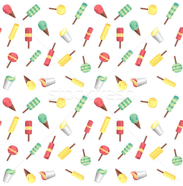 Vector seamless pattern from ice-creams Stock photo © barsrsind