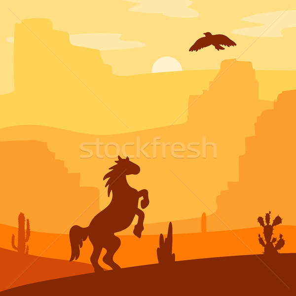 Foto stock: Ocidente · paisagem · retro · cavalo · deserto