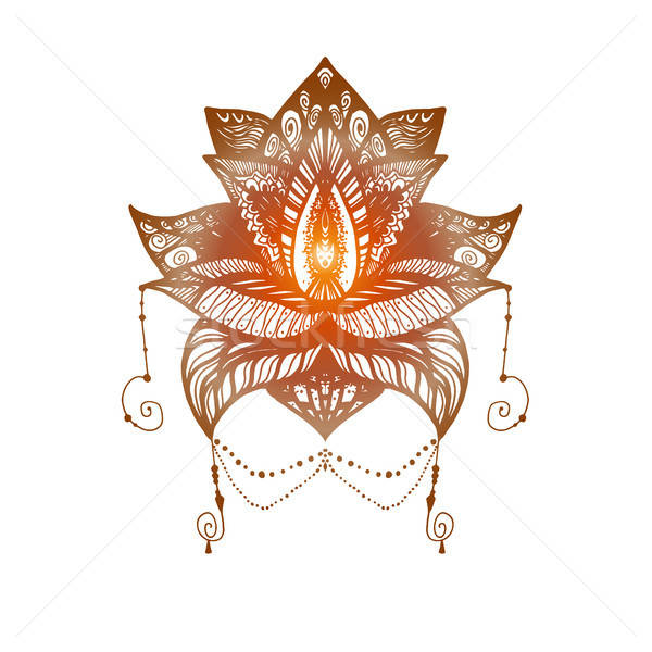 Stok fotoğraf: çiçek · lotus · dövme · büyü · simge · baskı