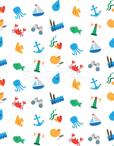 Isolated marine and fishing seamless pattern Stock photo © barsrsind