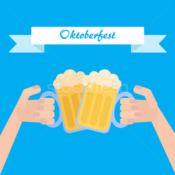 плакат Октоберфест пива стороны вектора стекла Сток-фото © barsrsind