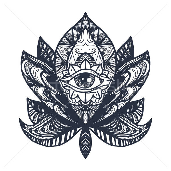 глаза Lotus татуировка Vintage мандала Сток-фото © barsrsind