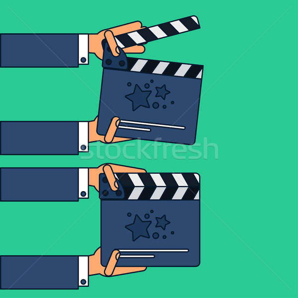 Flat movie clapperboard Stock photo © barsrsind