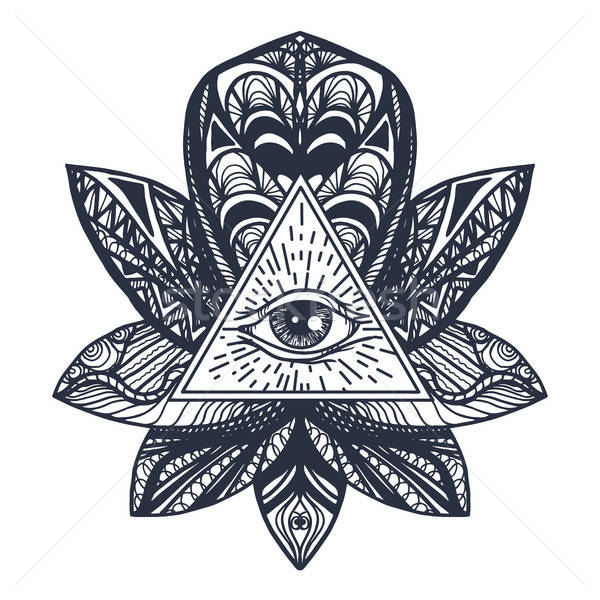 Ochi lotus tatuaj epocă mandala Imagine de stoc © barsrsind