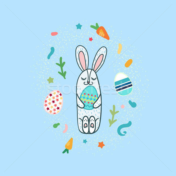 Frohe Ostern Kaninchen Gruß Banner cute Ei Stock foto © barsrsind
