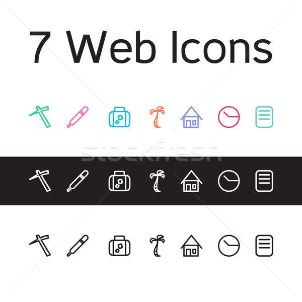 Vector set of life icons: work, hospital, business trip, vacatio Stock photo © barsrsind