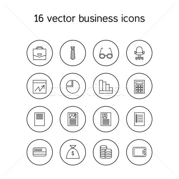 Business icons set Stock photo © barsrsind