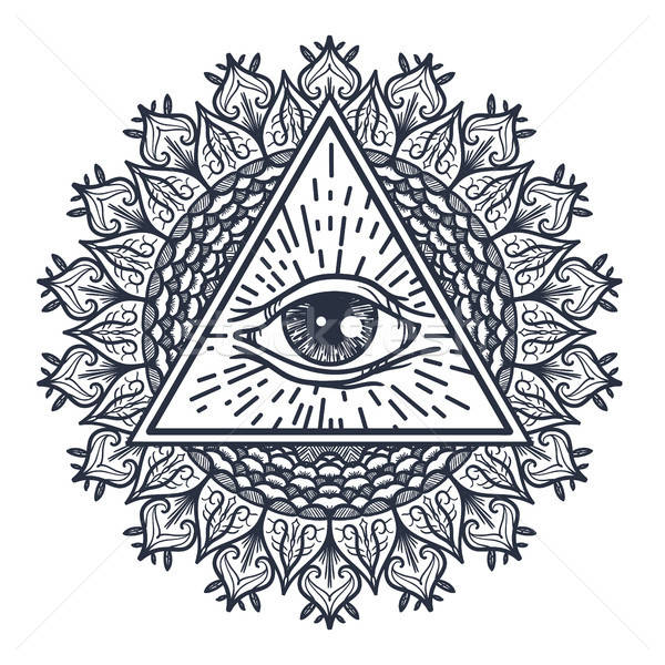 All Seeing Eye in Triangle and Mandal Stock photo © barsrsind