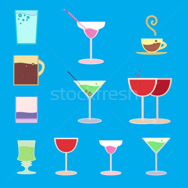 向量 集 酒吧 杯 玻璃 喝 商業照片 © barsrsind