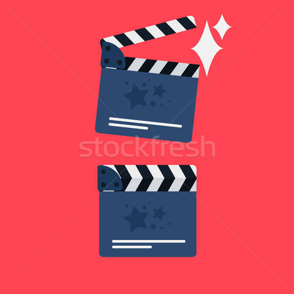 Flat movie clapperboard Stock photo © barsrsind