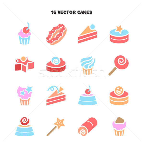 Stockfoto: Collectie · bakkerij · cake · iconen · snoep · zoete