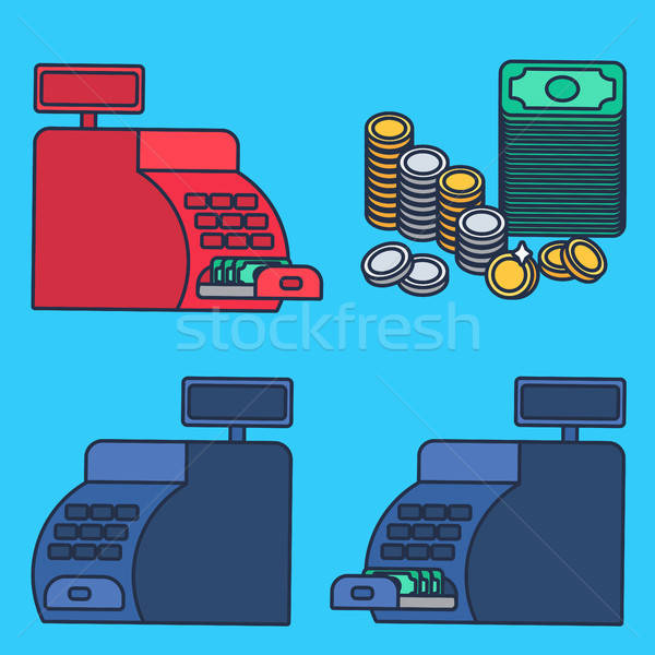 Caixa registradora dinheiro moedas comércio armazenar símbolo Foto stock © barsrsind