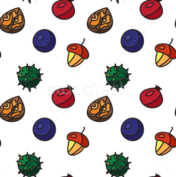 Vintage nuts, berry, fruits seamless pattern Stock photo © barsrsind