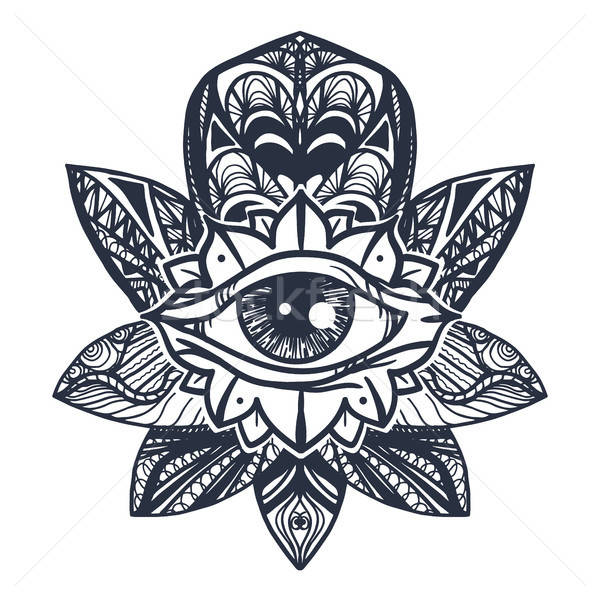 глаза Lotus татуировка Vintage мандала Сток-фото © barsrsind