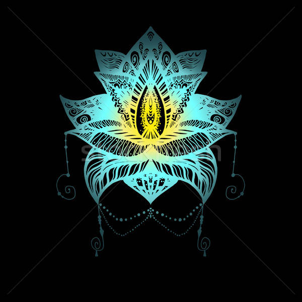 Floare lotus tatuaj magic simbol imprima Imagine de stoc © barsrsind