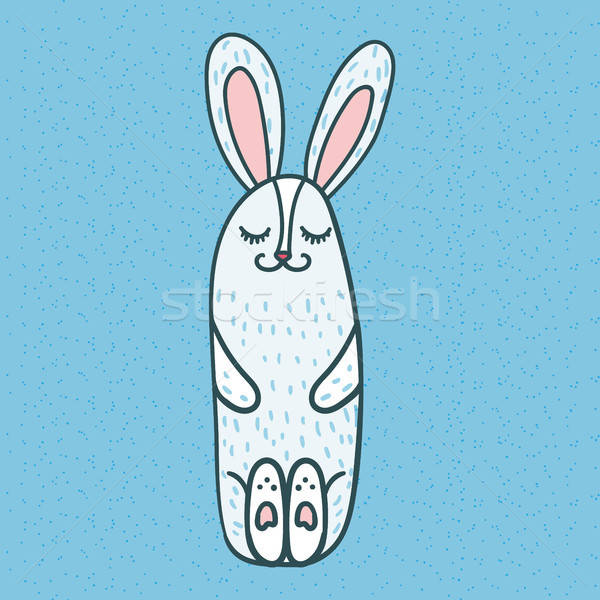 Joyeuses pâques lapin accueil bannière cute blanche [[stock_photo]] © barsrsind