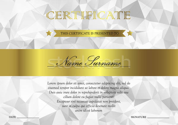 Certificato diploma modello orizzontale argento oro Foto d'archivio © barsrsind