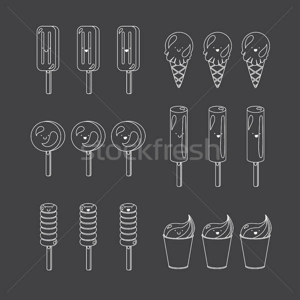 Vector set of emotional ice-creams Stock photo © barsrsind