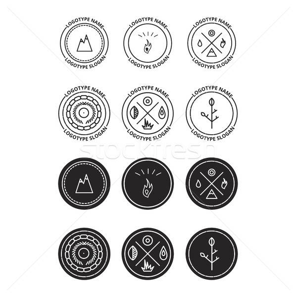 Stock photo: Nature travelling historical badges