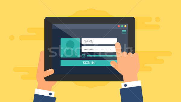 Web Template of Tablet Login Form Stock photo © barsrsind