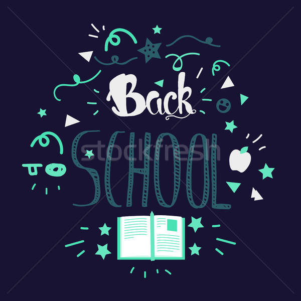 Zurück in die Schule Jahrgang Banner Wissen Tag Plakat Stock foto © barsrsind