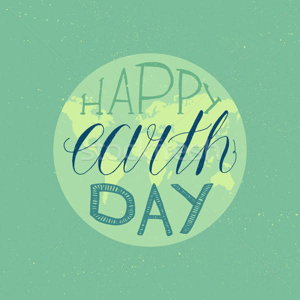 Szczęśliwy dzień ziemi ilustracja wydruku plakat powitanie Zdjęcia stock © barsrsind