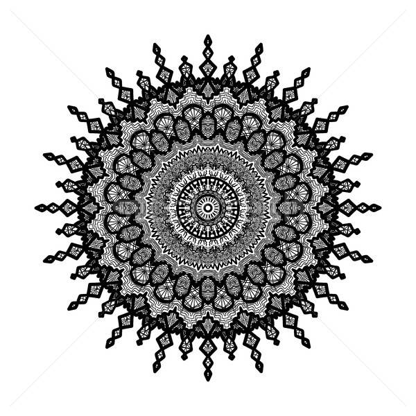 Foto stock: Mandala · línea · plantilla · dibujado · a · mano · árabe · indio