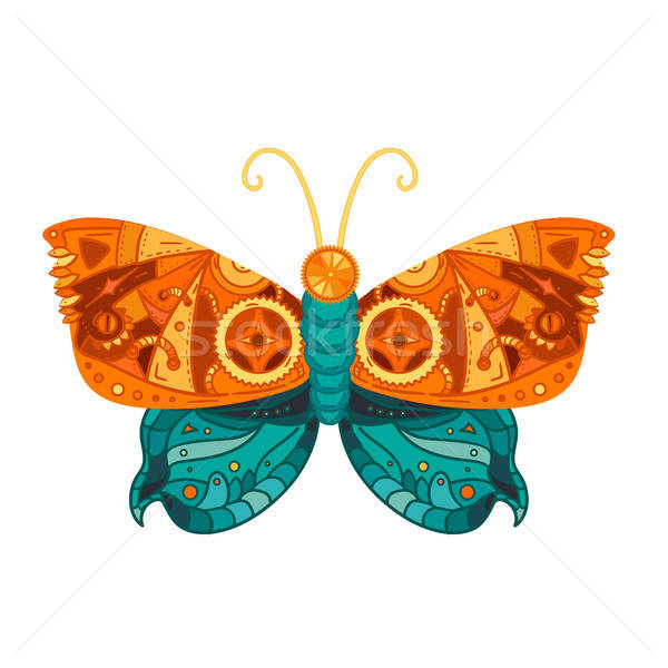 ストックフォト: スティームパンク · 蝶 · 入れ墨 · 幻想的な · スタイル · ステッカー