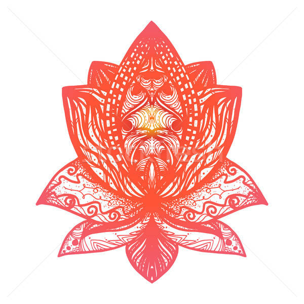 Kwiat Lotos tatuaż magic symbol wydruku Zdjęcia stock © barsrsind