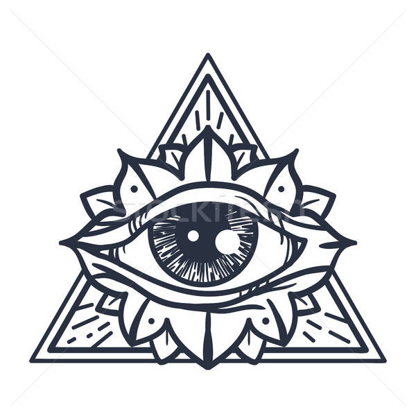 Alle oog driehoek vintage magie symbool Stockfoto © barsrsind