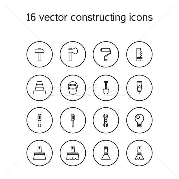 Constructing and building icons set Stock photo © barsrsind