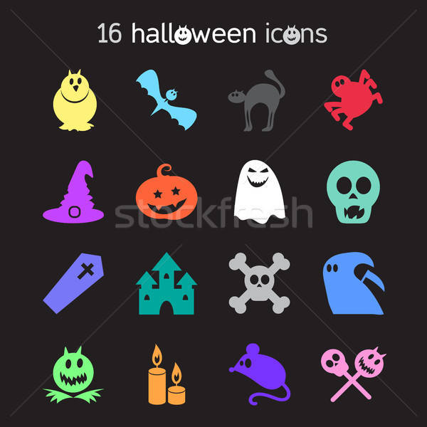 Halloween icons set Stock photo © barsrsind