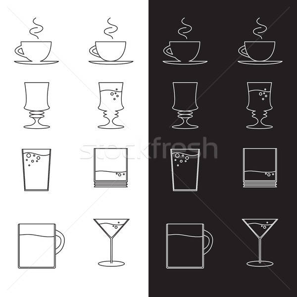 Vector set of cups and glasses Stock photo © barsrsind